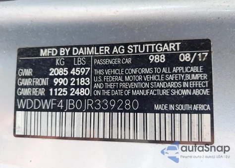 2018 Mercedes-Benz C 300 from USA, damaged, VIN WDDWF4JB0JR339280